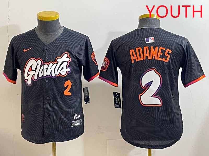 Youth San Francisco Giants #2 Adames Black Joint Name 2025 Nike MLB Jersey style 6->youth mlb jersey->Youth Jersey